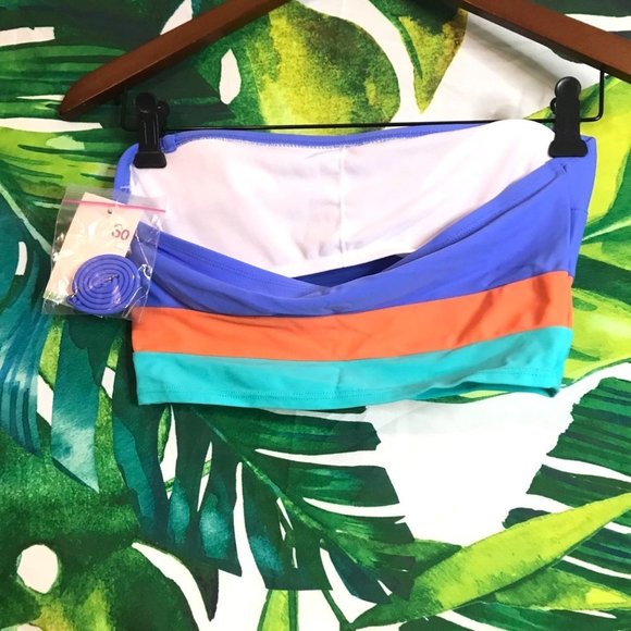 NWT $52 SO Juniors Medium Purple Orange Green Colorful Bikini Swimwear Set - Picture 3 of 9